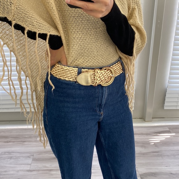 Belt Gold Bonded Leather Size S/M - Picture 1 of 7